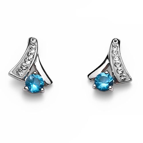 Srebrni uhani s kristali Swarovski Oliver Weber Nice Blue