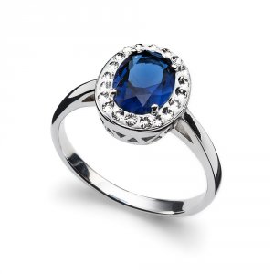 Prstan s kristali Swarovski Oliver Weber Pure Sapphire 63211