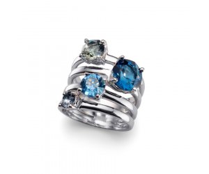 Prstan s kristali Swarovski Oliver Weber Duo Blue 41122-BLU
