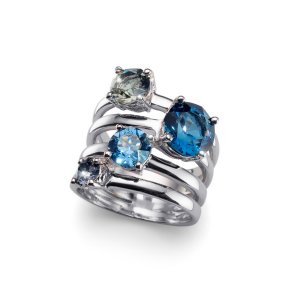 Prstan s kristali Swarovski Oliver Weber Duo Blue 41122-BLU