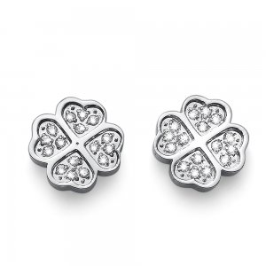 Uhani s kristali Swarovski Oliver Weber Fourleaf crystal