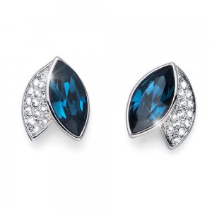 Uhani s kristali Swarovski Oliver Weber Leaf blue