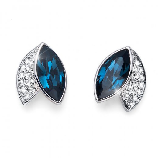 Uhani s kristali Swarovski Oliver Weber Leaf blue