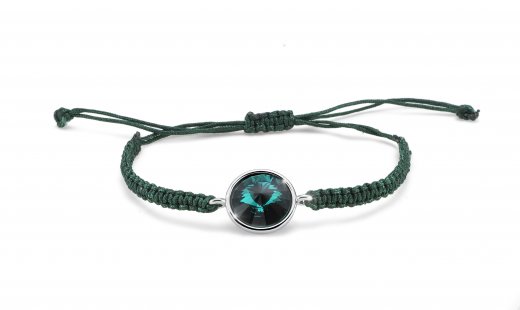 Zapestnica s kristali Swarovski Oliver Weber Easy round cord emerald