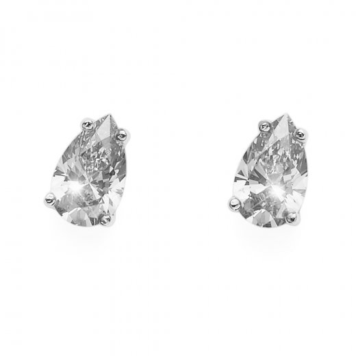 Srebrni uhani s kristali Swarovski Oliver Weber Pear white