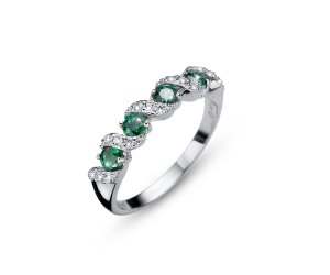 Srebrni prstan s kristali Swarovski Oliver Weber Paso green