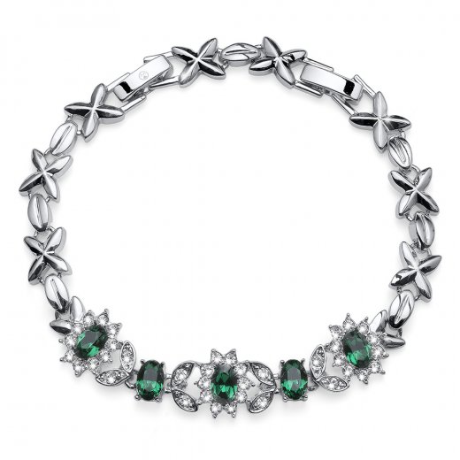 Zapestnica s kristali Swaroski Oliver Weber Princess emerald