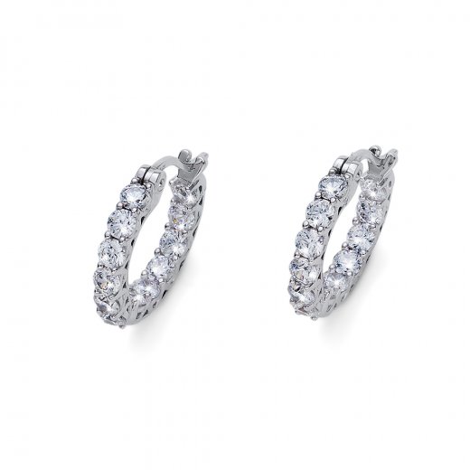 Srebrni uhani s kristali Swarovski Oliver Weber Glacier CZ WHI
