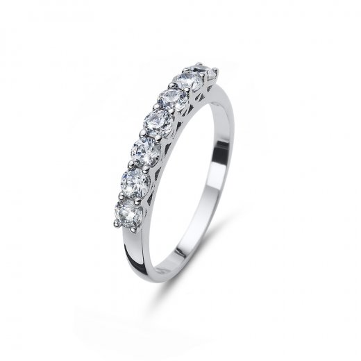 Srebrni prstan s kristali Swarovski Oliver Weber Step CZ WHI