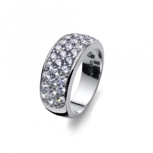 Srebrni prstan s kristali Swarovski Oliver Weber Heaven CZ WHI
