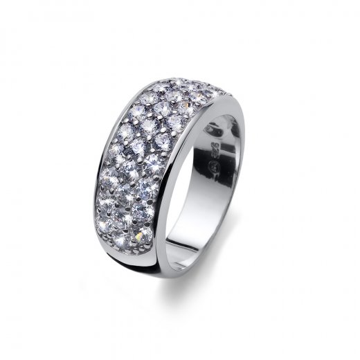 Srebrni prstan s kristali Swarovski Oliver Weber Heaven CZ WHI