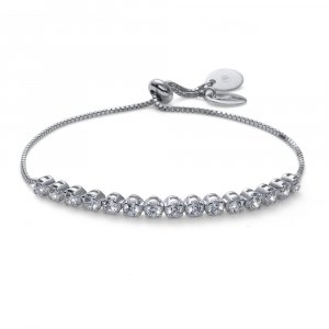 Srebrna zapestnica s kristali Swarovski Oliver Weber Step CZ WHI