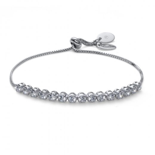 Srebrna zapestnica s kristali Swarovski Oliver Weber Step CZ WHI