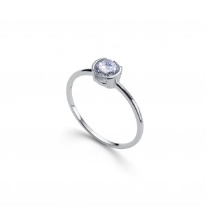 Srebrni prstan s kristali Swarovski Oliver Weber Tiny WHI