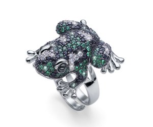 Srebrni prstan s kristali Swarovski Oliver Weber Froggy