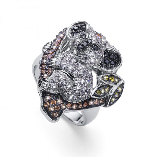 Srebrni prstan s kristali Swarovski Oliver Weber Pandy