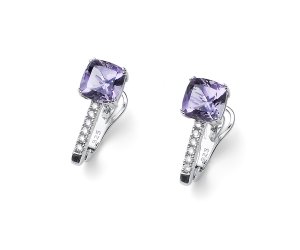 Srebrni uhani s kristali Swarovski Oliver Weber Baia violet