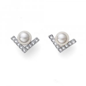 Uhani s kristali Swarovski Oliver Weber Point Pearl CRY