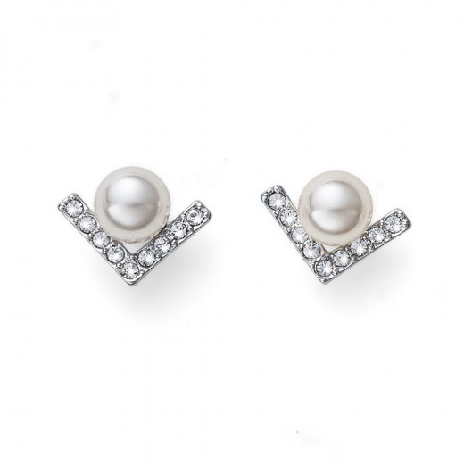 Uhani s kristali Swarovski Oliver Weber Point Pearl CRY