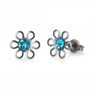 Uhani s kristali Swarovski Oliver Weber Sensitive PE Daisy aquamarine