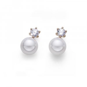Uhani s kristali Swarovski Oliver Weber Focus GP CZ white pearl