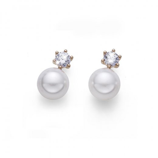 Uhani s kristali Swarovski Oliver Weber Focus GP CZ white pearl