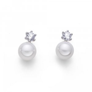 Uhani s kristali Swarovski Oliver Weber Focus RH CZ white pearl